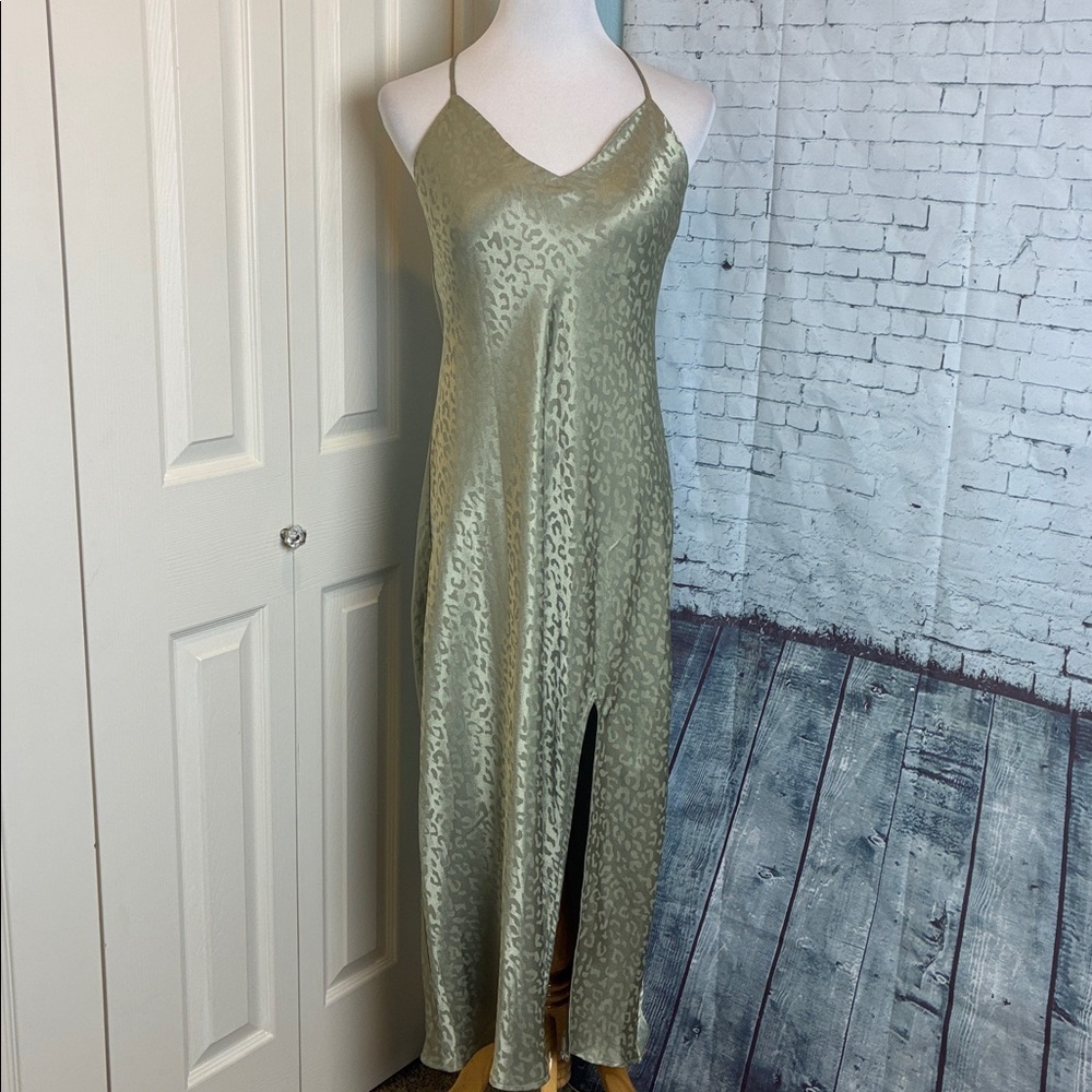 Show Me Your Mumu Zio Dress Sz L Sage Green Cheetah Slip Dress Coquette Lingerie - Picture 5 of 16